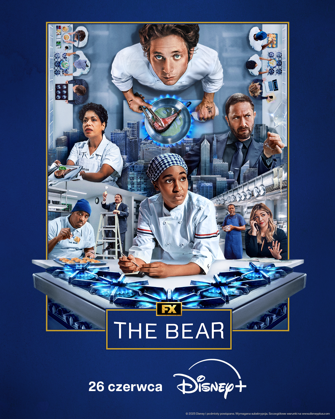 Plakat czwartego sezonu serialu „The Bear” z datą premiery 26 czerwca na Disney+.