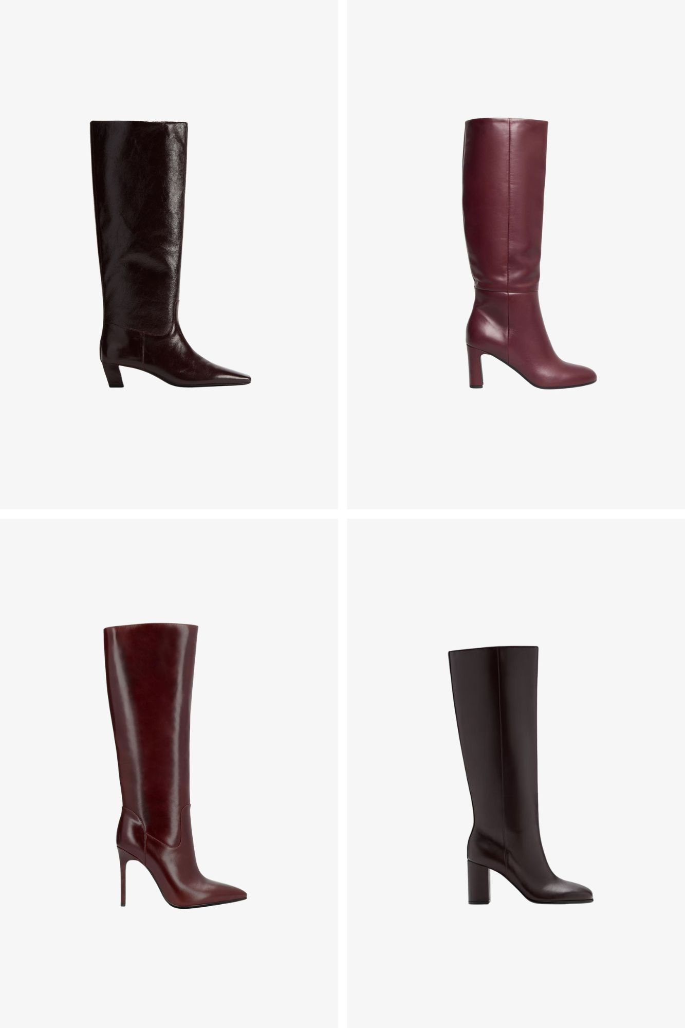 Burgundowe kozaki z H&amp;M i Kazar oraz sk&oacute;rzane modele od Vistula i Mango, idealne na sezon.