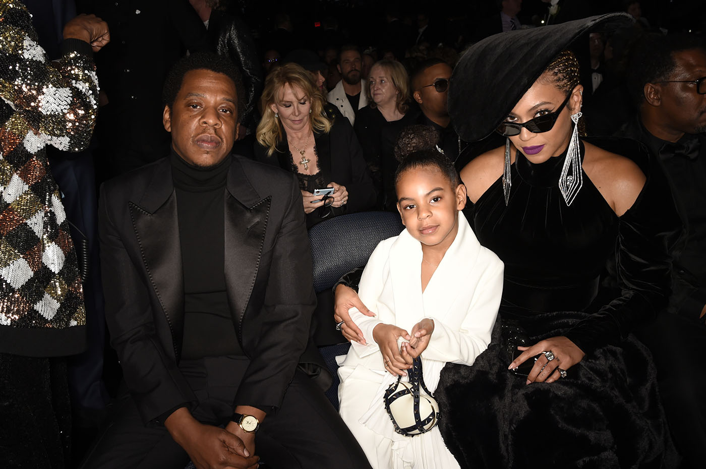 Jay-Z, Blue Ivy Carter i Beyonce na rozdaniu nagród Grammy w 2018 roku