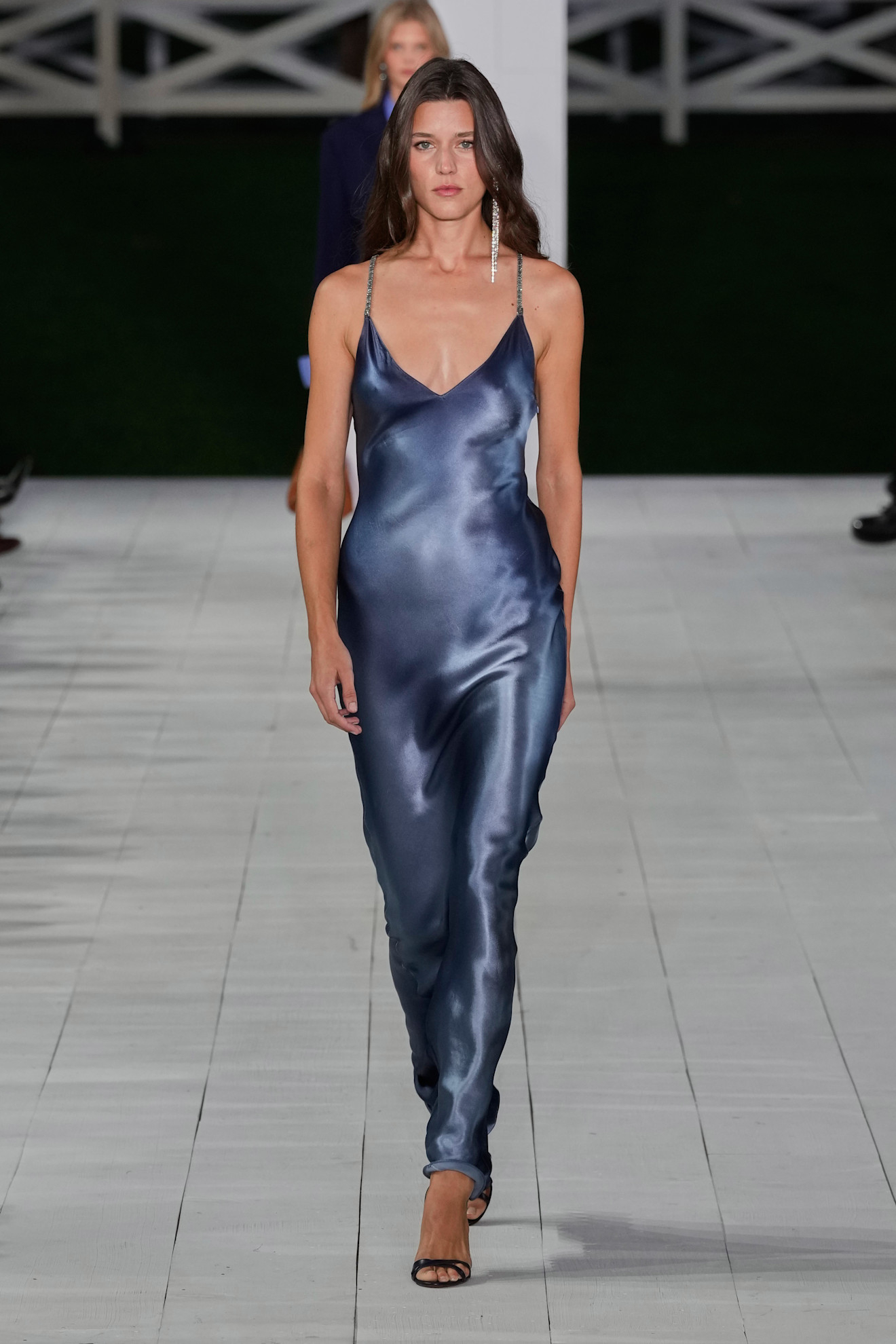 Metaliczna sukienka na ramiączkach Ralph Lauren