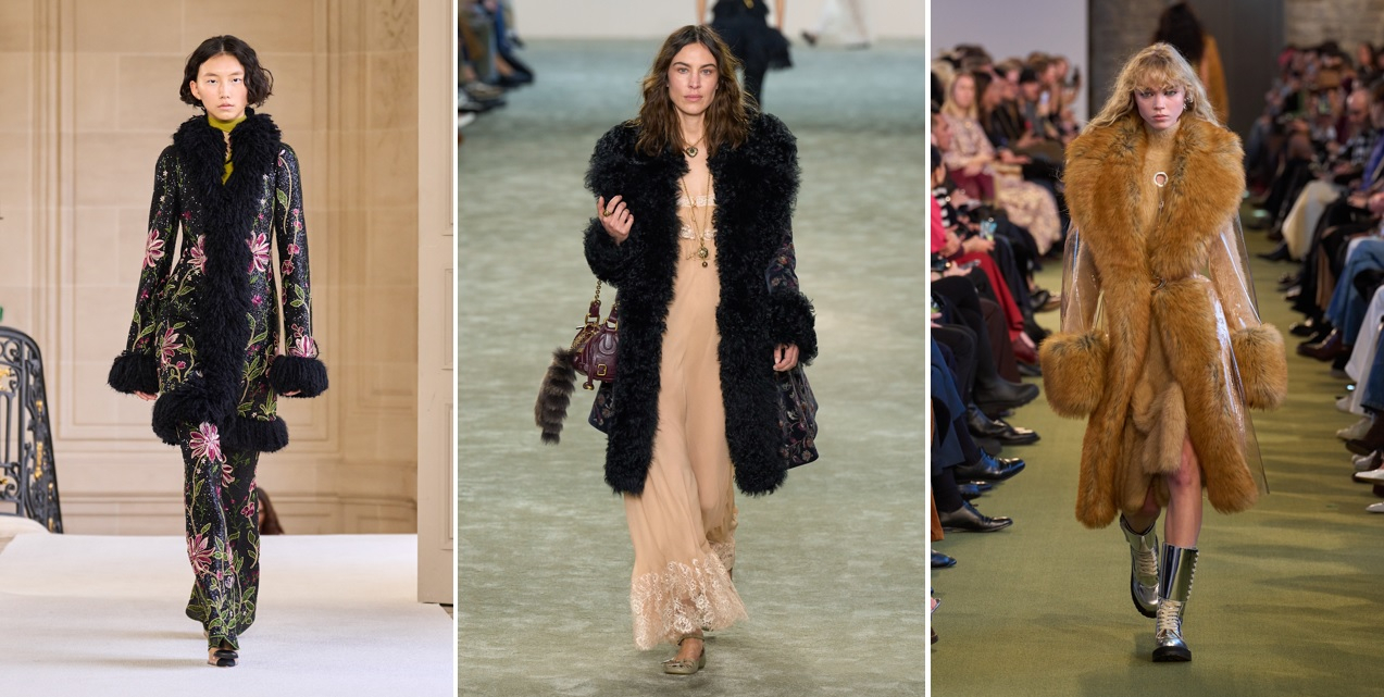 Płaszcze penny lane w kolekcjach Giambattista Valli, Chloe i Rabanne / Fot. Spotlight. Launchmetrics