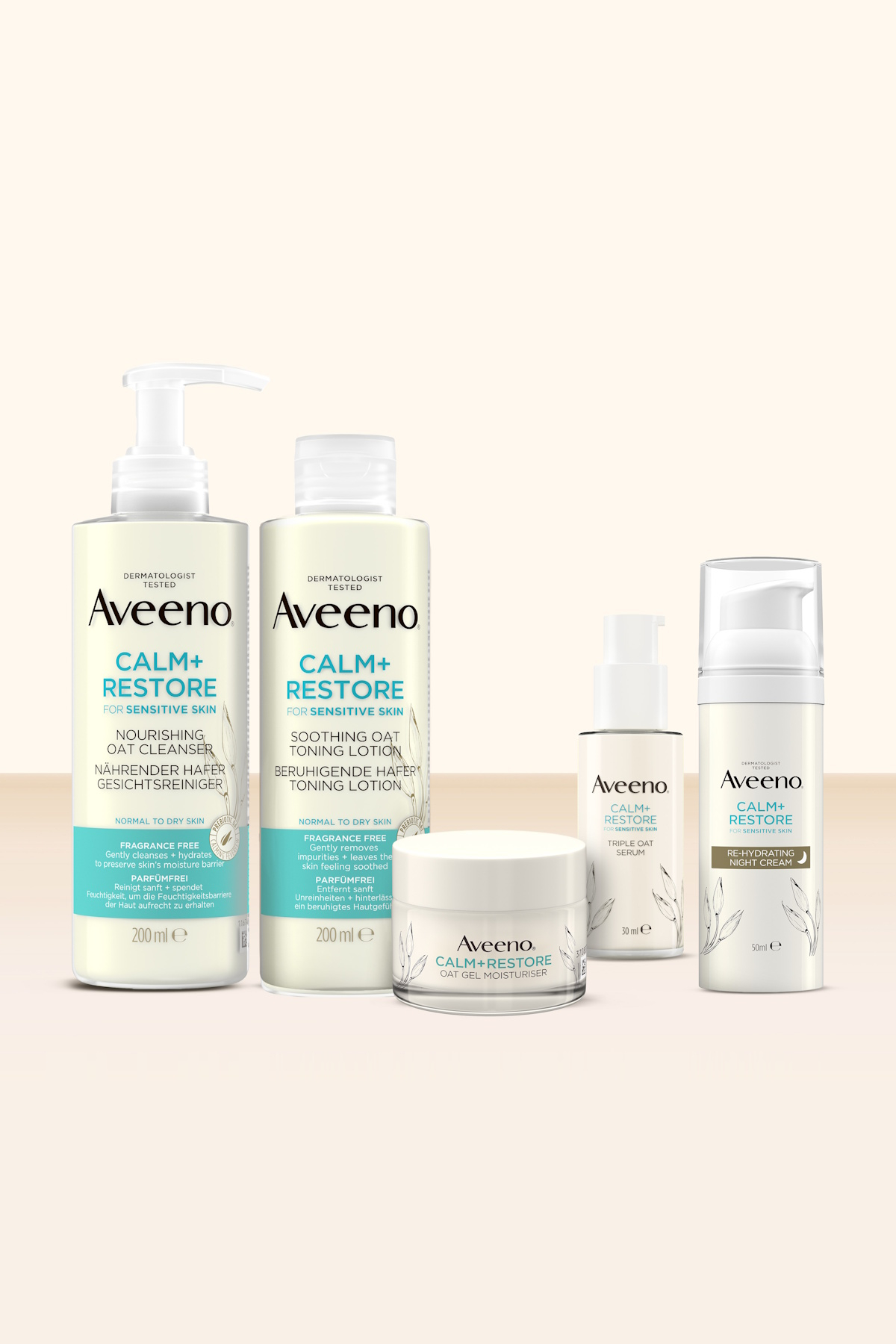 Seria Aveeno Calm + Restore odbudowuje barierę hydrolipidową skóry.