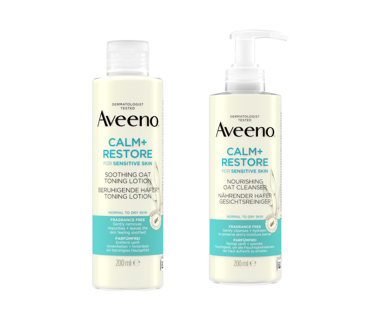 Kojący toner i dżywczy żel z linii Calm + Restore marki Aveeno.