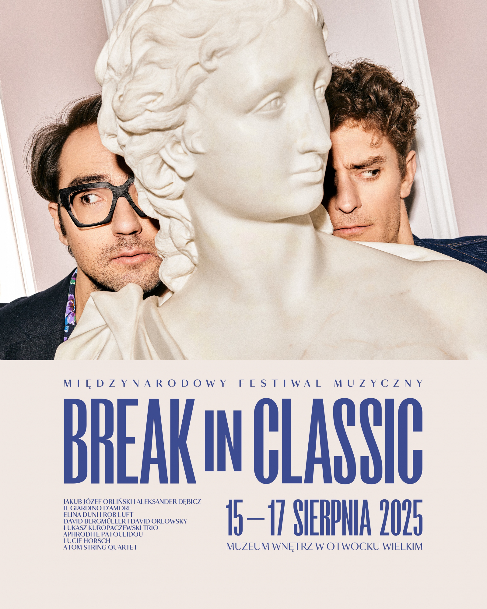 Aleksander Dębicz i Jakub Józef Orliński na plakacie festiwalu Break in Classic 2025. (Fot. Alicja Lesiak)