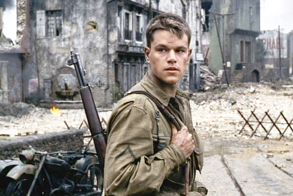 Matt Damon jako James Francis Ryan w filmie „Szeregowiec Ryan” w reżyserii Stevena Spielberga.