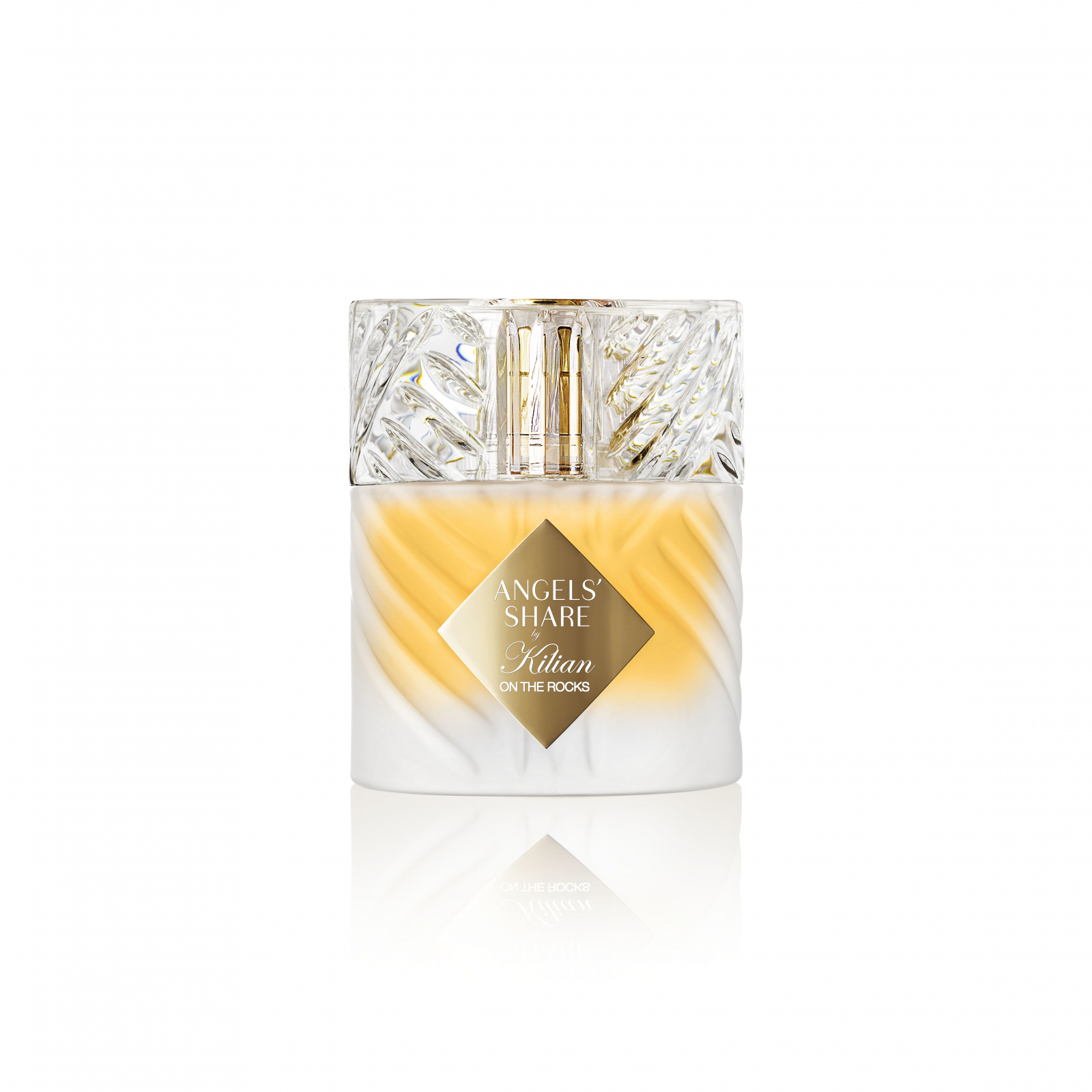 Flakon perfum "Angels' Share" od Kilian, ozdobiony eleganckimi detalami i złotą etykietą.