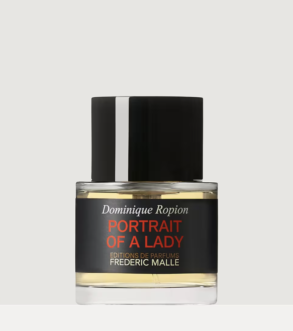 Perfumy na jesień w eleganckiej butelce, oznaczone jako &quot;Portrait of a Lady&quot; od Frederic Malle.