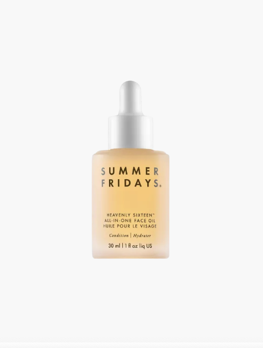Olej do twarzy "Heavenly Sixteen" marki Summer Fridays w szklanym opakowaniu z pipetą. Pojemność 30 ml.