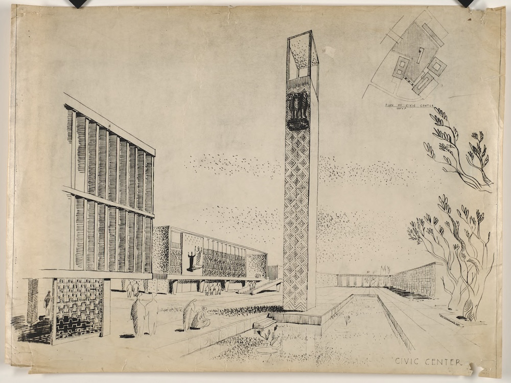 Centrum miasta w Czandigarh, proj. Maciej Nowicki, 1950 (North Carolina State University Libraries)