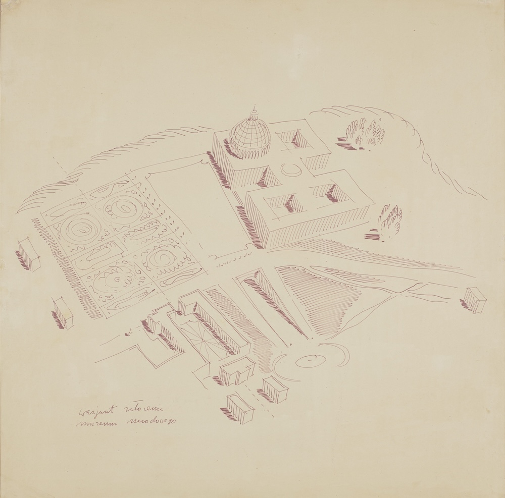 Maciej Nowicki, Muzeum Narodowe, perspektywa założenia, 1945 (Muzeum Warszawy)