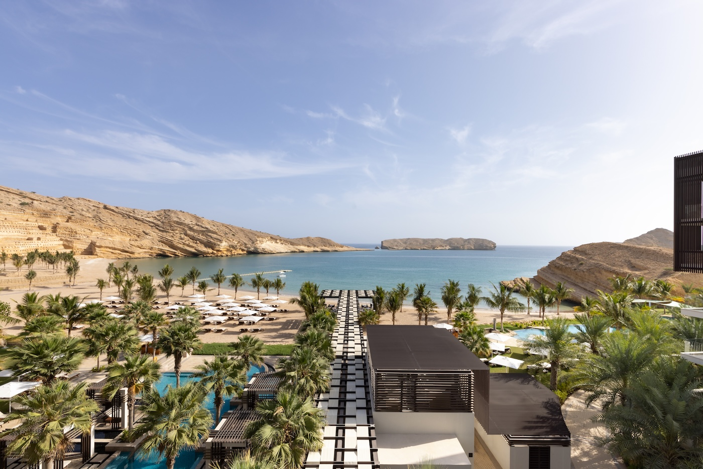 Widok z balkonu w hotelu Jumeirah Muscat Bay w Omanie.
