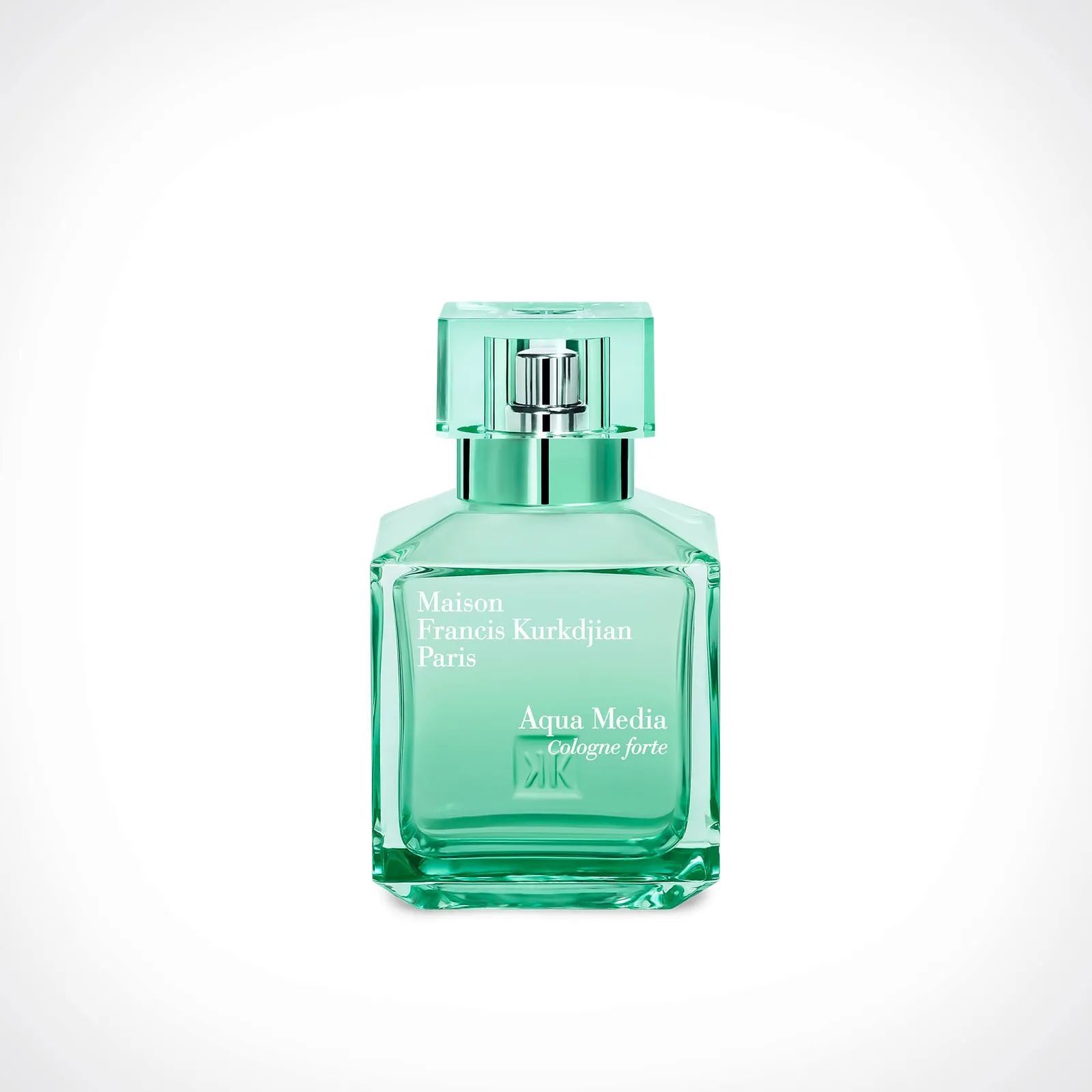 Perfumy Maison Francis Kurkdjian Aqua Media Cologne Forte o zapachu matchy w eleganckim zielonym flakonie.