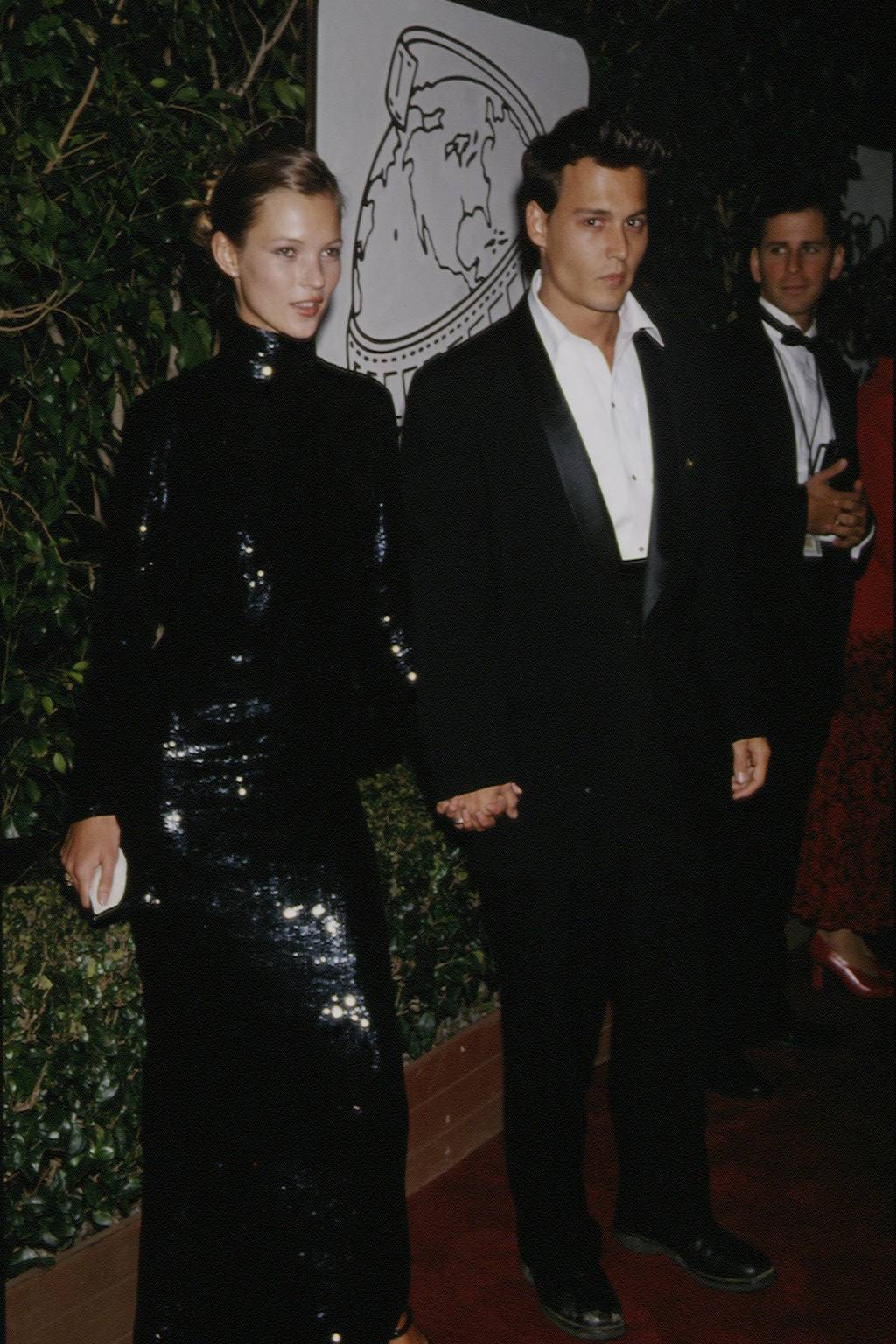 Kate Moss i Johnny Depp na rozdaniu Złotych Globów, 1995 rok