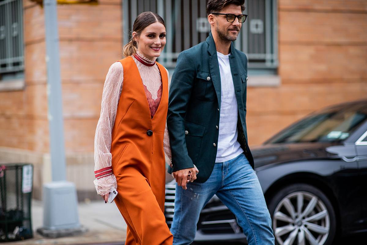 Olivia Palermo i Johannes Huebl na nowojorskim tygodniu mody (Fot. Christian Vierig/Getty Images)