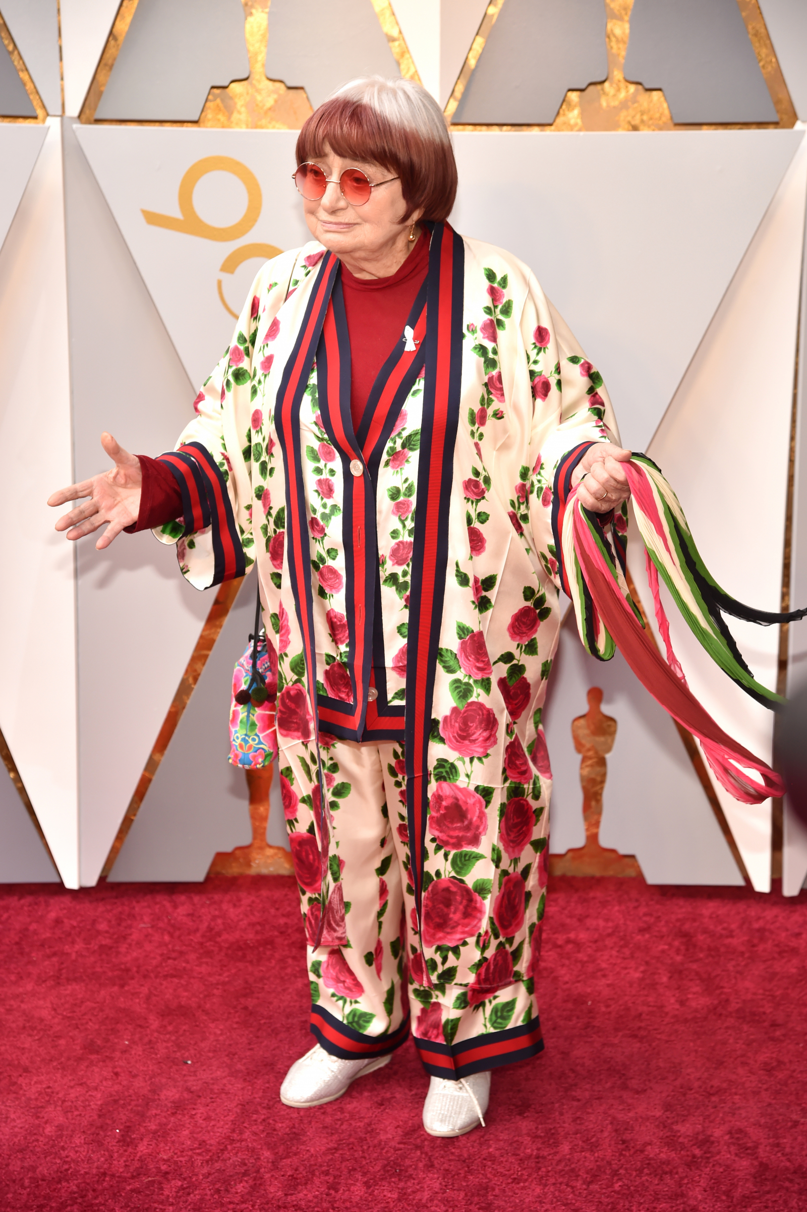 Agnès Varda  w Gucci (Fot. Kevin Mazur / Getty Images)