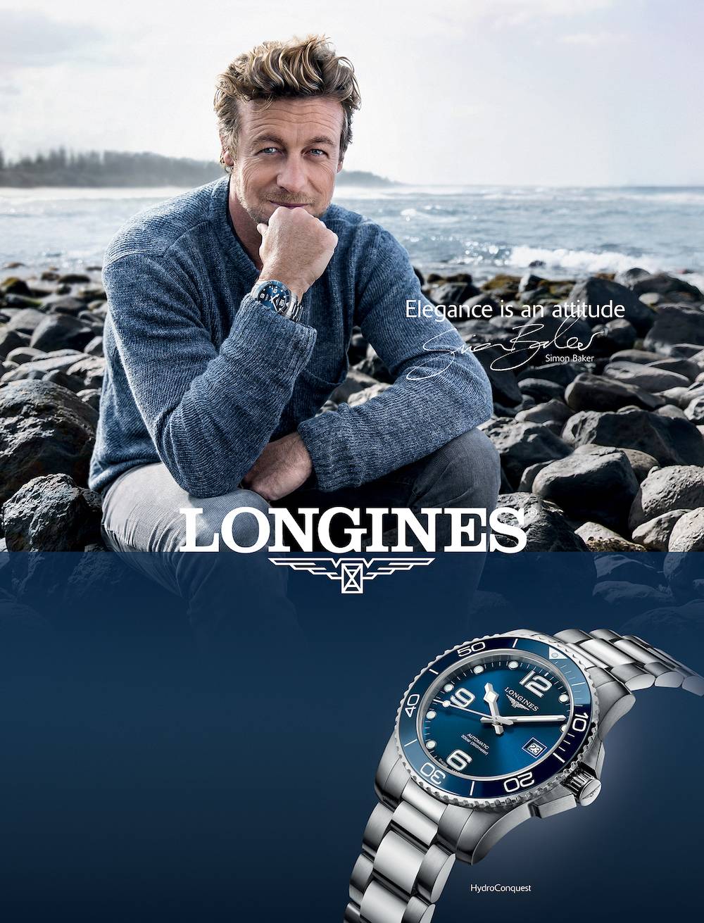 Simon Baker w kampanii Longines HydroConquest (Fot. materiały prasowe)