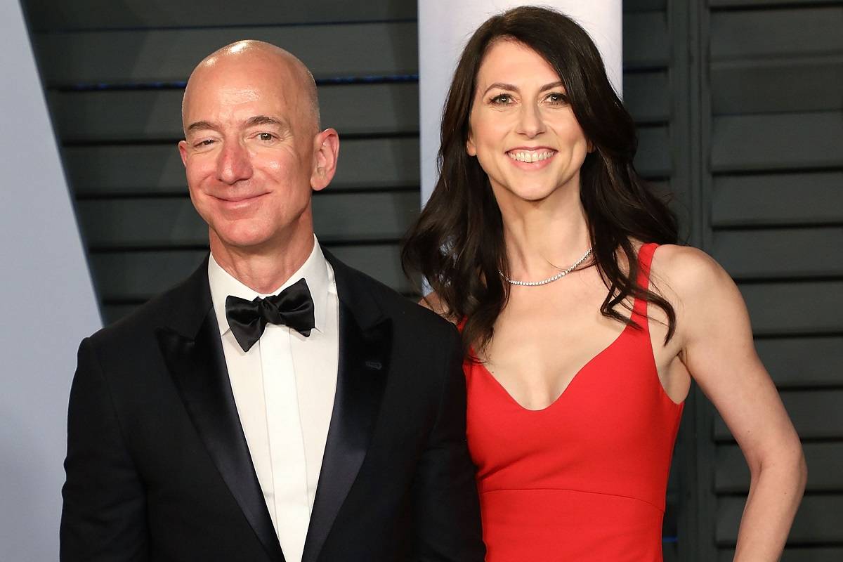 Jeff i Mackenzie Bezos podczas oscarowego afterparty Vanity Fair, 2019 rok