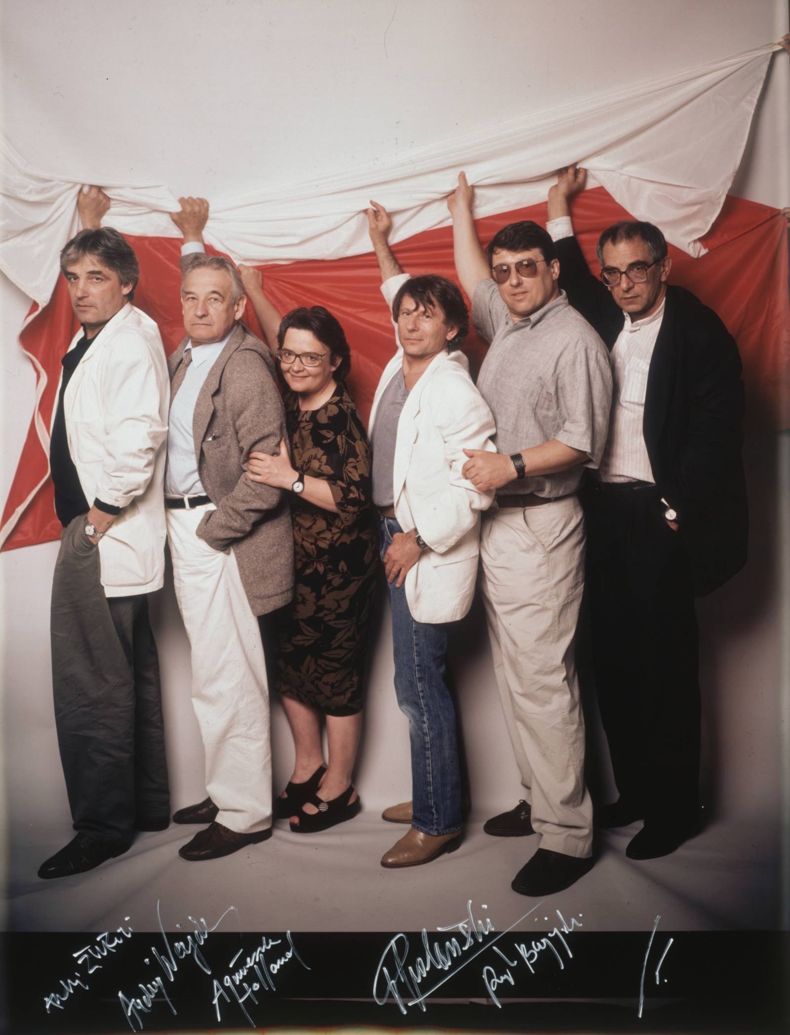 Andrzej Żuławski, Andrzej Wajda, Agnieszka Holland, Roman Polanski, Ryszard Bugajski i Krzysztof Kieślowski w Cannes w 1990 / Micheline Pelletier/Sygma via Getty Images