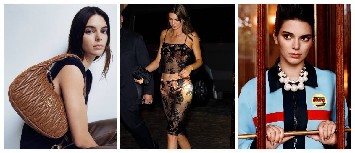 Kendall Jenner w kampaniach Miu Miu oraz słynnej koronkowej stylizacji (Fot. Getty Images, materiały prasowe)