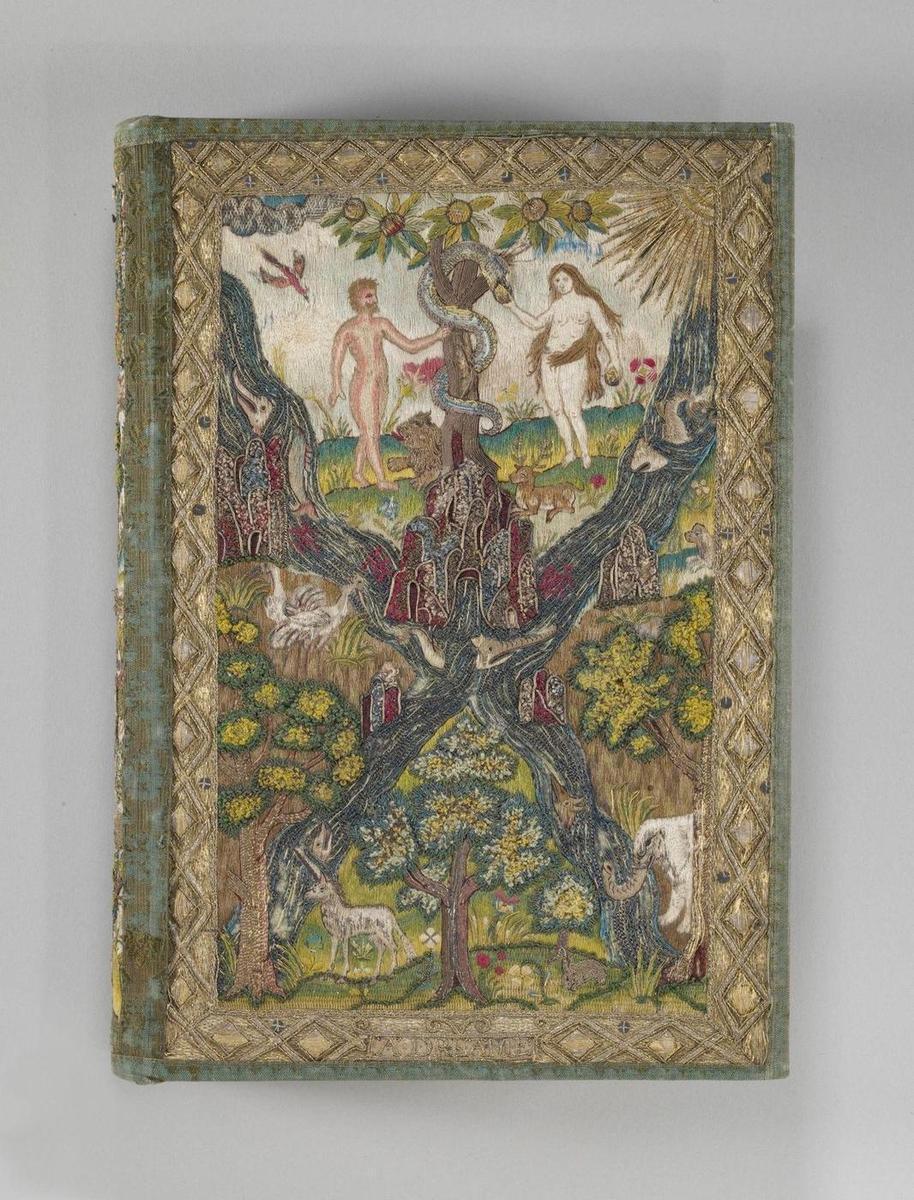 Biblia i Książka do nabożeństwa, brytyjska, ca. 1607, jedwab i metal / Metropolitan Museum of Art