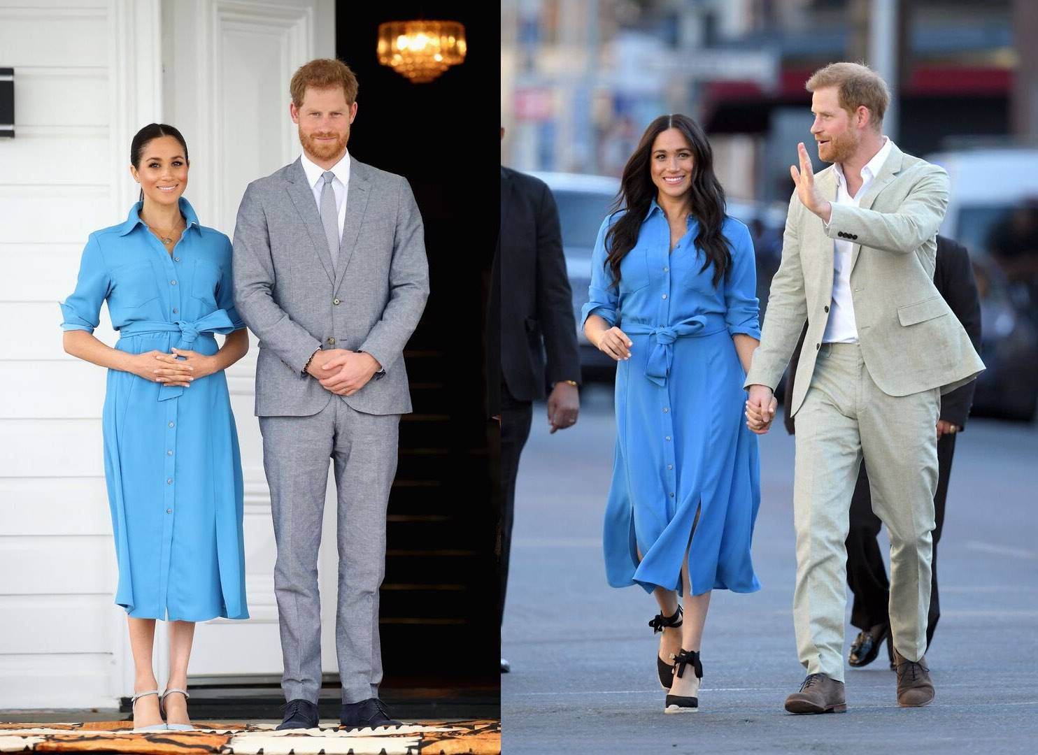 Z lewej: Meghan i Harry podczas wizyty w Polinezji, październik 2018; z prawej: Susseksi w Republice Południowej Afryki, wrzesień 2019 (Fot. Chris Jackson/Getty Images/Karwai Tang/WireImage)