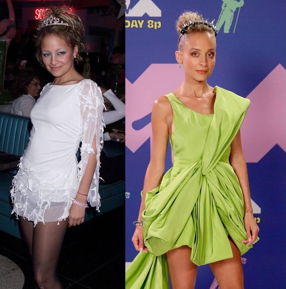 Nicole Richie w 2002 roku i 2020 roku (Fot. Getty Images)