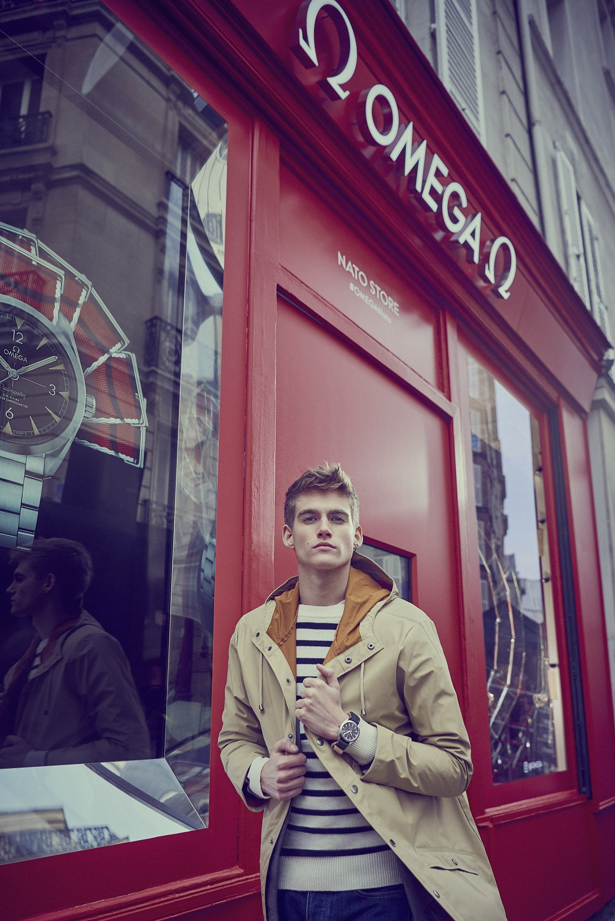 Ambasador marki OMEGA, Presley Gerber na otwarciu paryskiego Pop-up Storeu