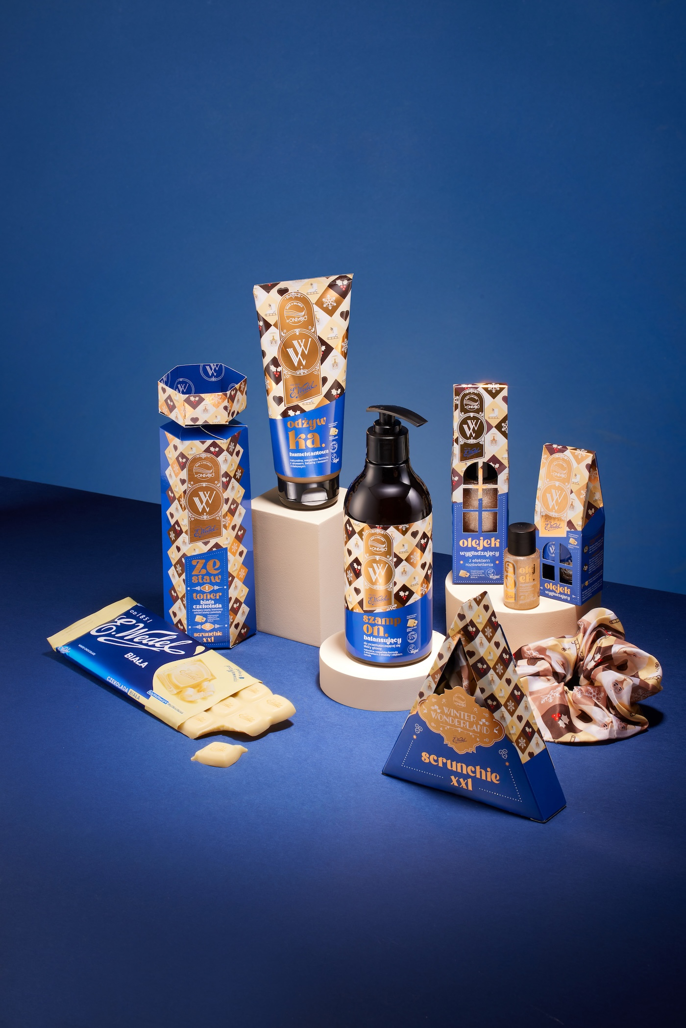 Linia produktów do włosów OnlyBio Hair In Balance, z limitowanej edycji Winter Wonderland, inspirowana białą czekoladą.