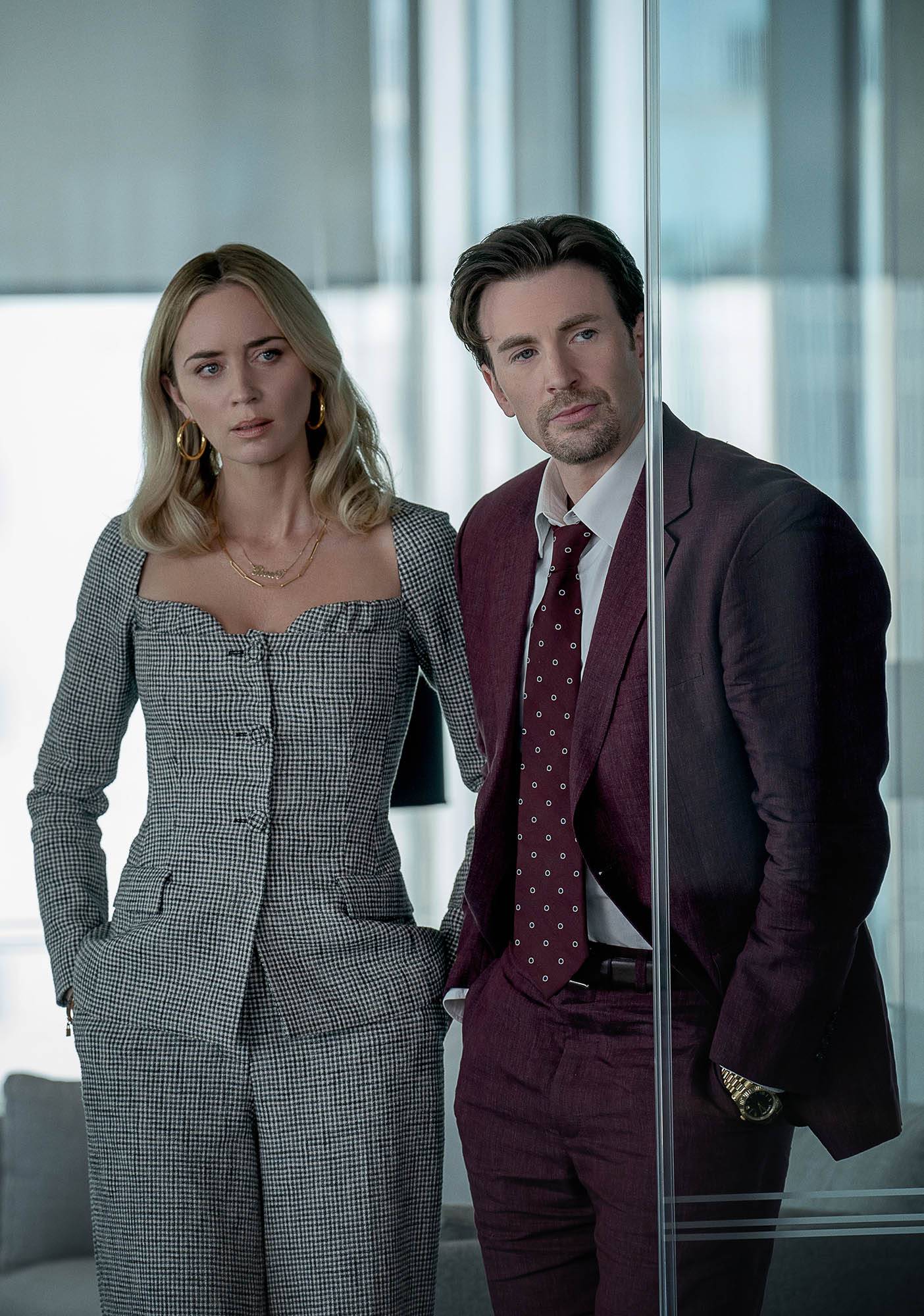 Emily Blunt i Chris Evans w filmie Pain Hustlers (Fot. Materiały prasowe / Netflix)