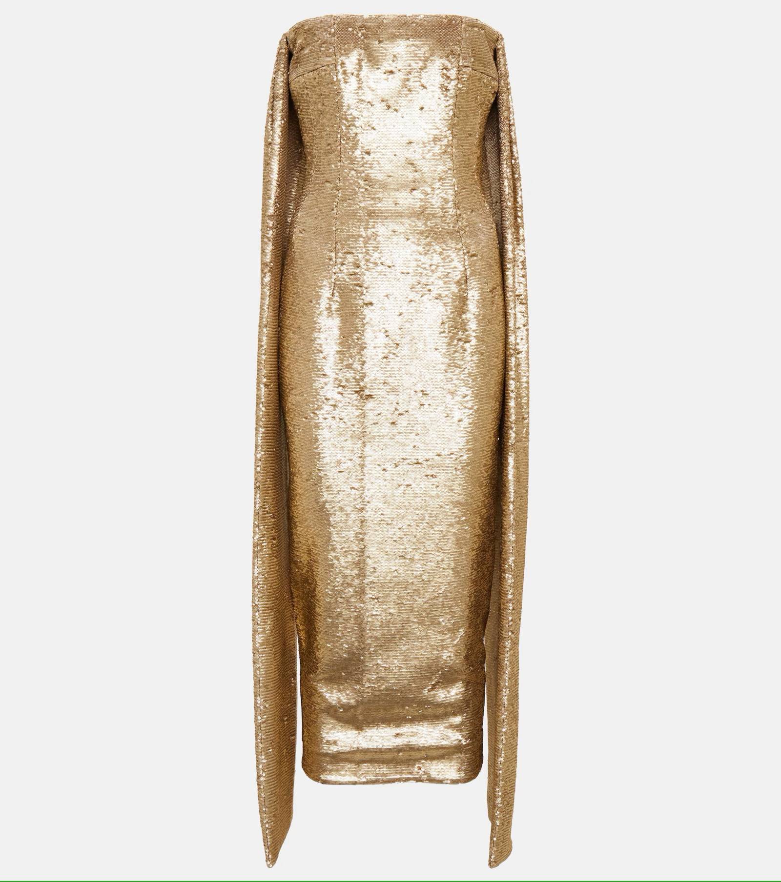 Złota sukienka z cekinami Emilia Wickstead / (Fot. Materiały prasowe)