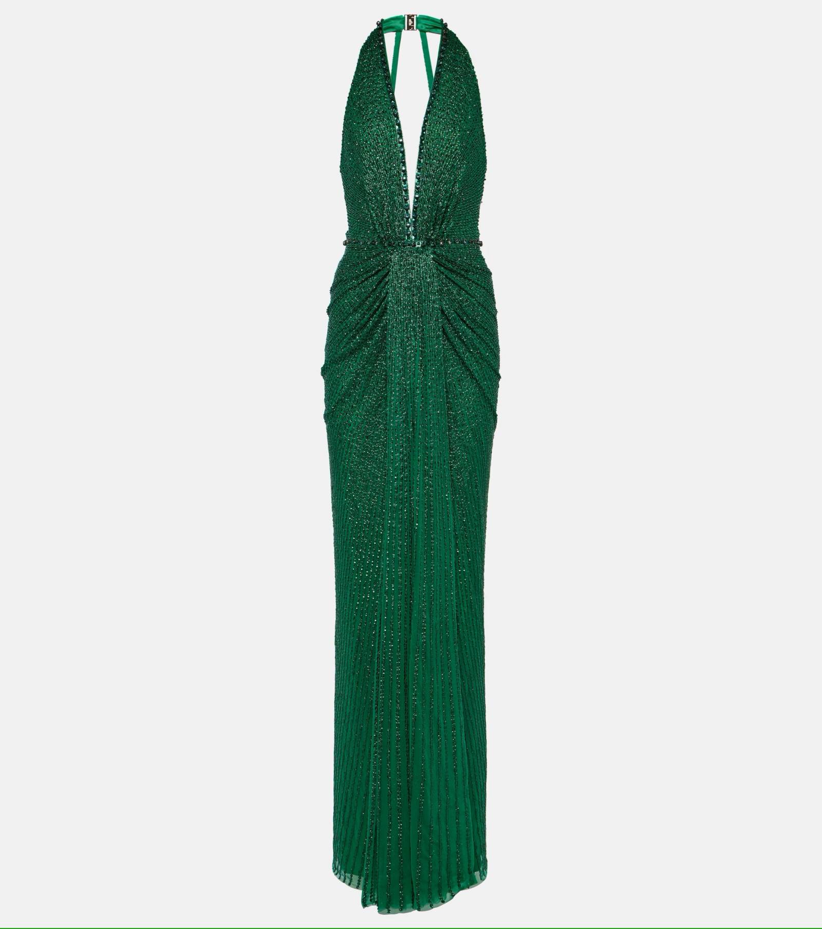 Szmaragdowa sukienka z cekinami Jenny Packham / (Fot. Materiały prasowe)