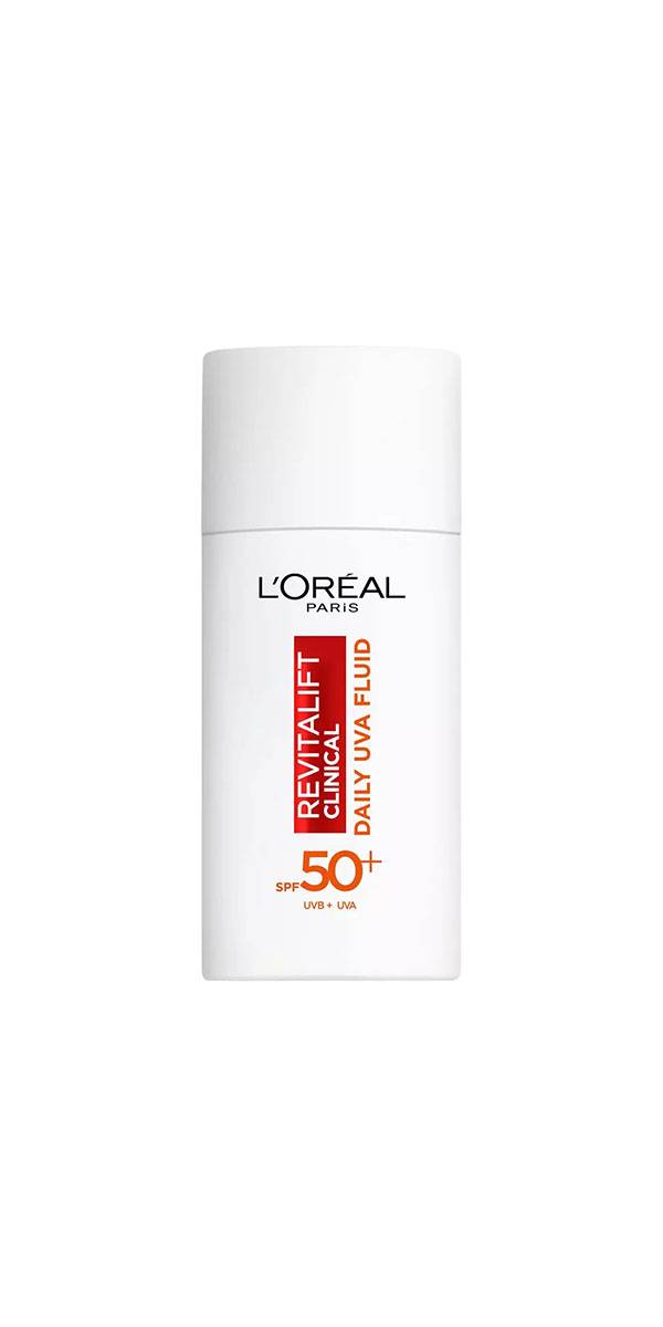 LOréal Paris Revitalift Clinical UV fluid z SPF50+ i witaminą C / Hebe.pl, cena: 55,99 zł / (Fot. Materiały prasowe)