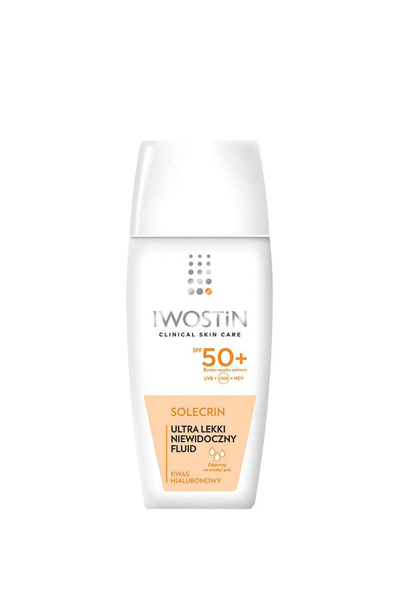 Iwostin Solecrin Ultra lekki niewidoczny fluid SPF 50+ z kwasem hialuronowym, 43,99 zł/40 ml / (Fot. Materiały prasowe)