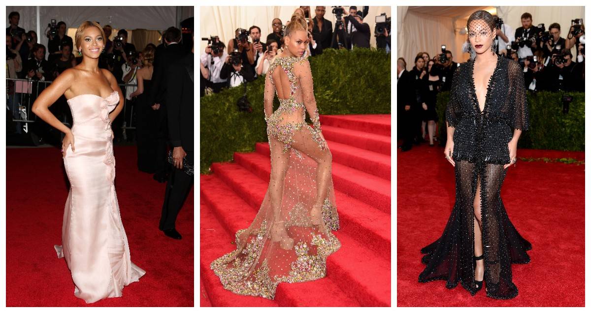 Beyonce na MET Gali w 2008, 2014 i 2015 roku / (Fot. Getty Images)