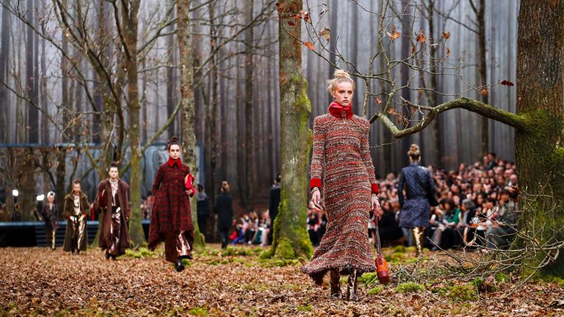 Chanels Autumn/Winter 2018 show transformed the Grand Palais in Paris into a poetic forest of bare trees and fallen leaves (Photo: InDigital)
