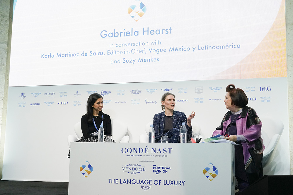 Gabriela Hearst (centre) in conversation with Suzy Menkes and Karla Martinez de Salas (left) (Photo: Indigital)