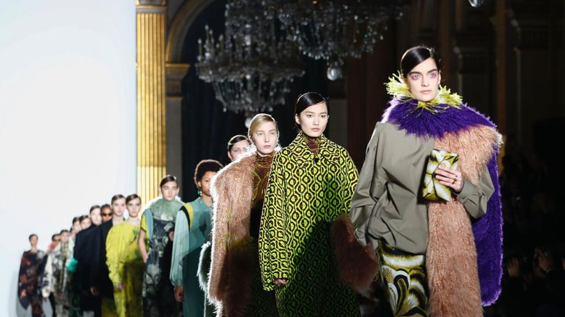The Dries Van Noten Autumn/Winter 2018 show presented an exceptional and painterly collection of colour, pattern, silhouette and texture (Photo: INDIGITAL.TV)