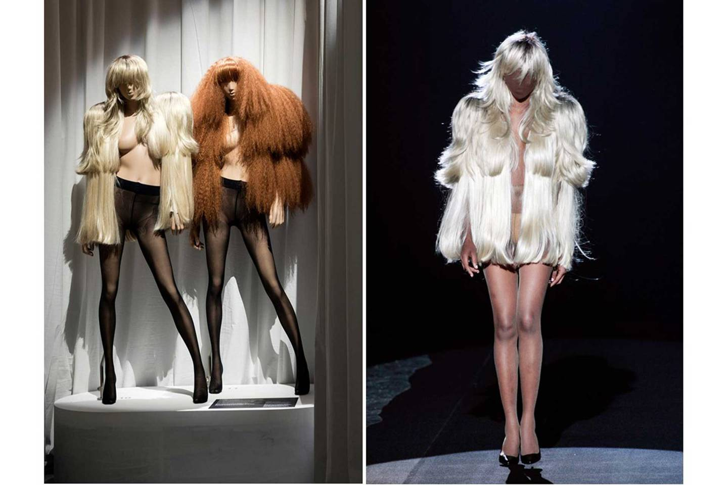 An installation of Martin Margielas Spring/Summer 2009 collection at the Palais Galliera (left); the look on the catwalk (right) (Photo: PALAIS GALLIERA (LEFT); GETTY (RIGHT))