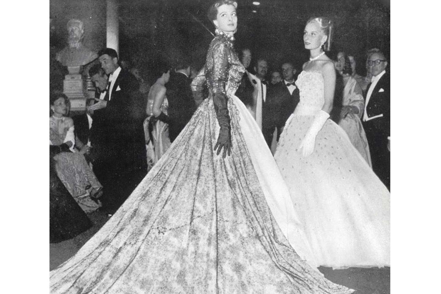 The French actress Capucine (the future star of The Pink Panther and Whats New, Pussycat?), wearing Givenchy at the Versailles ball in 1952 (Photo: Givenchy)