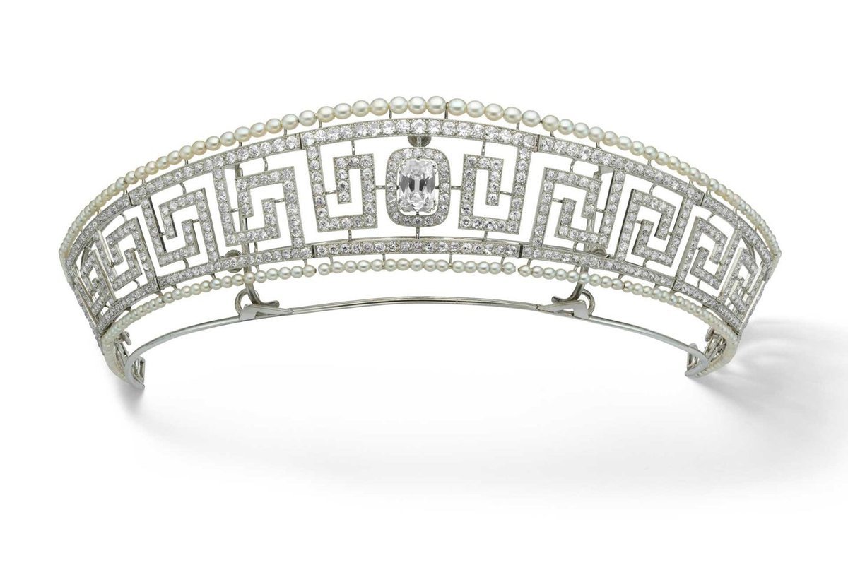 A diamond and pearl tiara by Cartier, Paris (1909) saved from the Lusitania. Previously owned by Lady Marguerite Allan. Marian Gérard, Cartier Collection