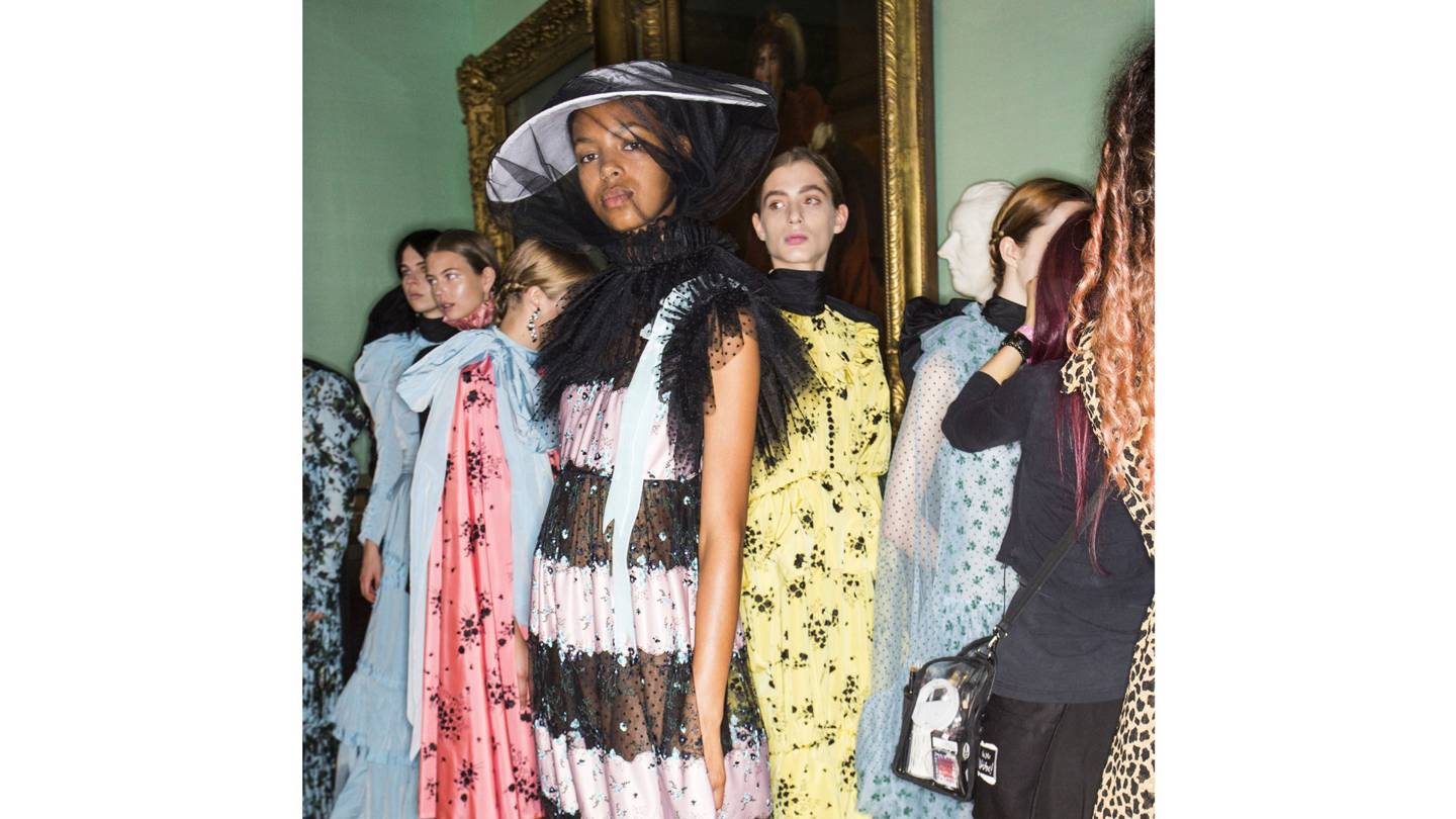 Backstage at Erdem Spring/Summer 2019. The designer plundered the Victorian era not only for design details but for its attitude to sexual mores and those who transgressed them,
Credits: SONNY VANDEVELDE / INDIGITAL.TV