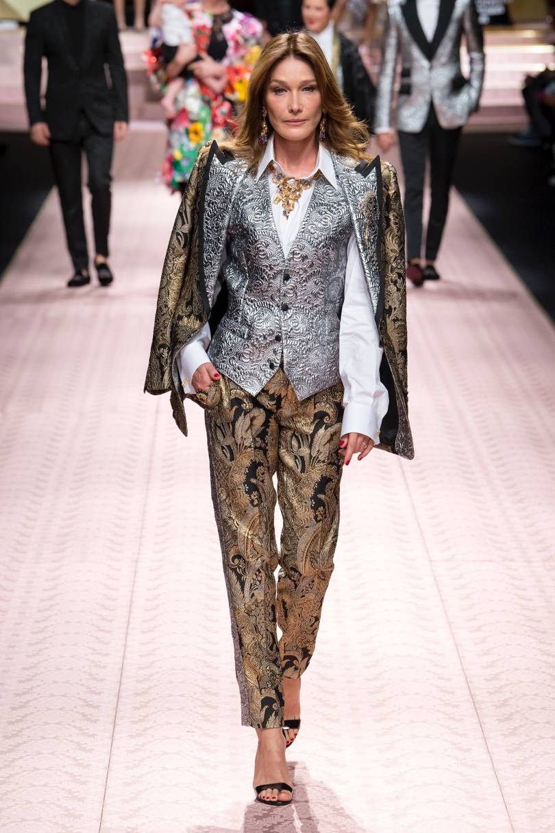 Carla Bruni modelling for Dolce & Gabbanas Spring/Summer 2019 runway show. Credit: INDIGITAL.TV
