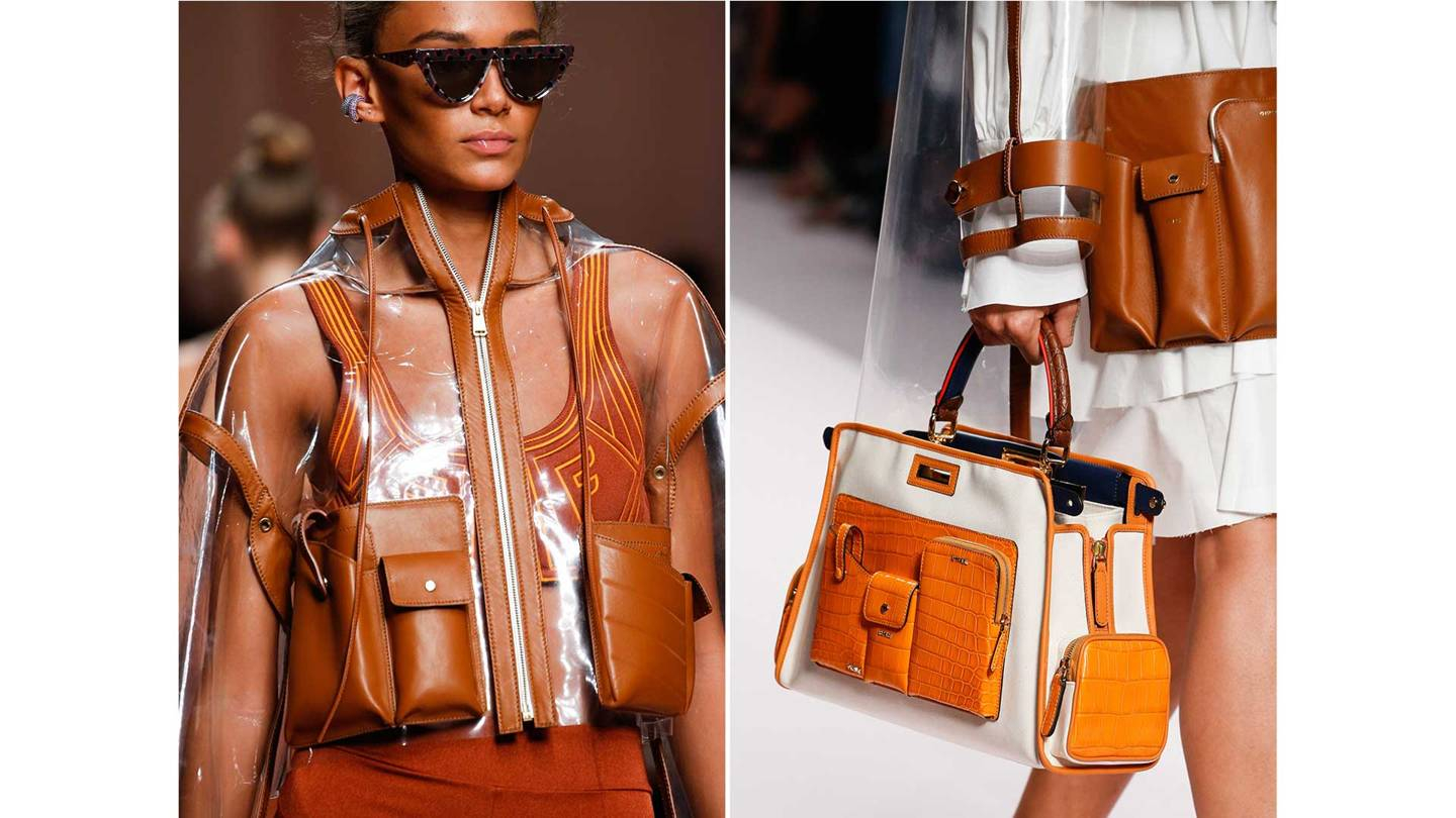 For Spring/Summer 2019, Fendi played with tech materials as well as traditional fur, leather and even plastic. Credit: MARCUS TONDO / INDIGITAL.TV