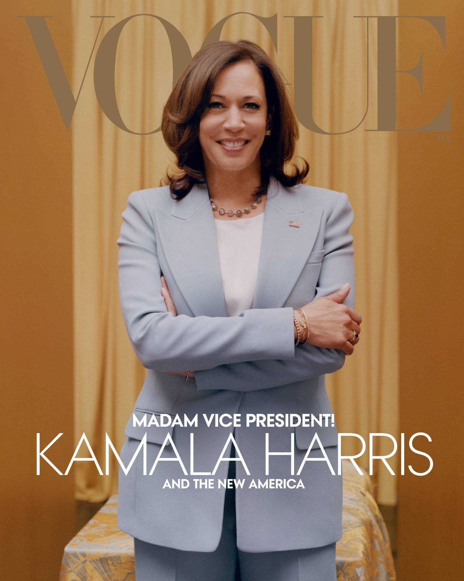 Kamala Harris w garniturze Michaela Korsa (Fot. Tyler Mitchell, Vogue, February 2021)