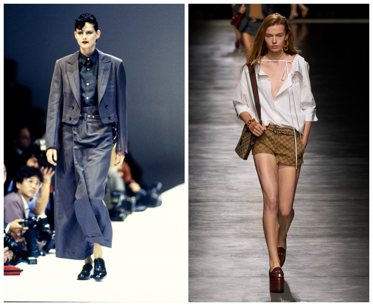 Comme des Garcons wiosna 1995, Gucci wiosna-lato 2024 (Fot. Guy Marineau/Condé Nast via Getty Images / Spotlight. Launchmetrics )