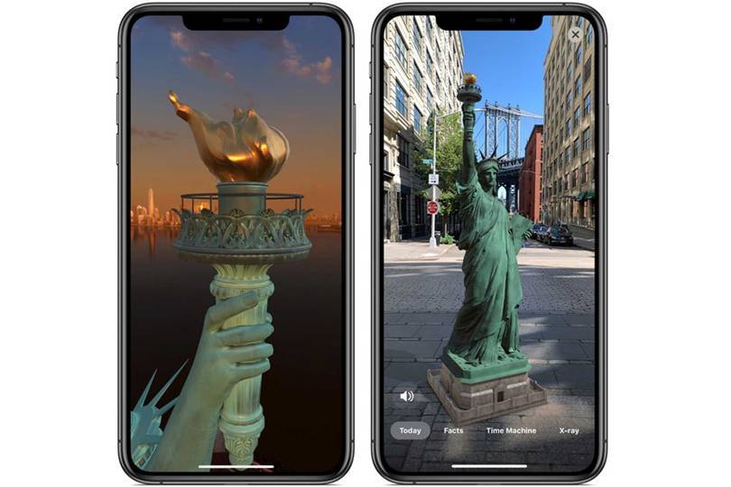 A preview of the Augmented Reality Statue of Liberty app. Credit: APPLE