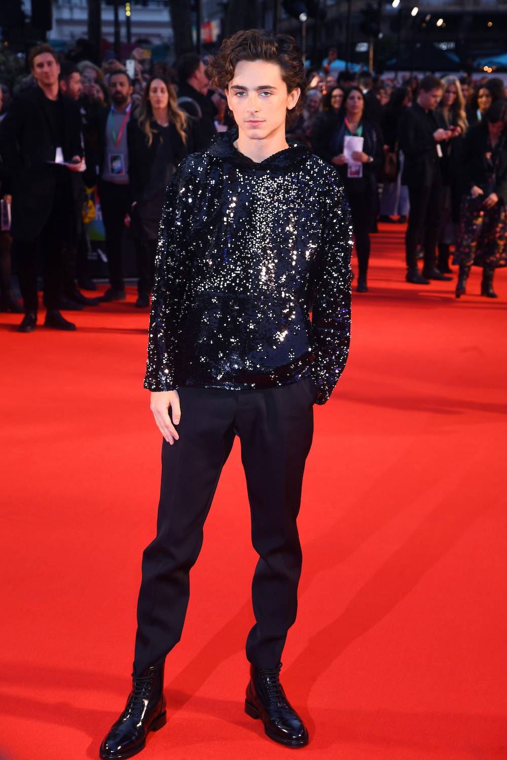 Timothée Chalamet w bluzie Louis Vuitton (Fot. Getty Images)