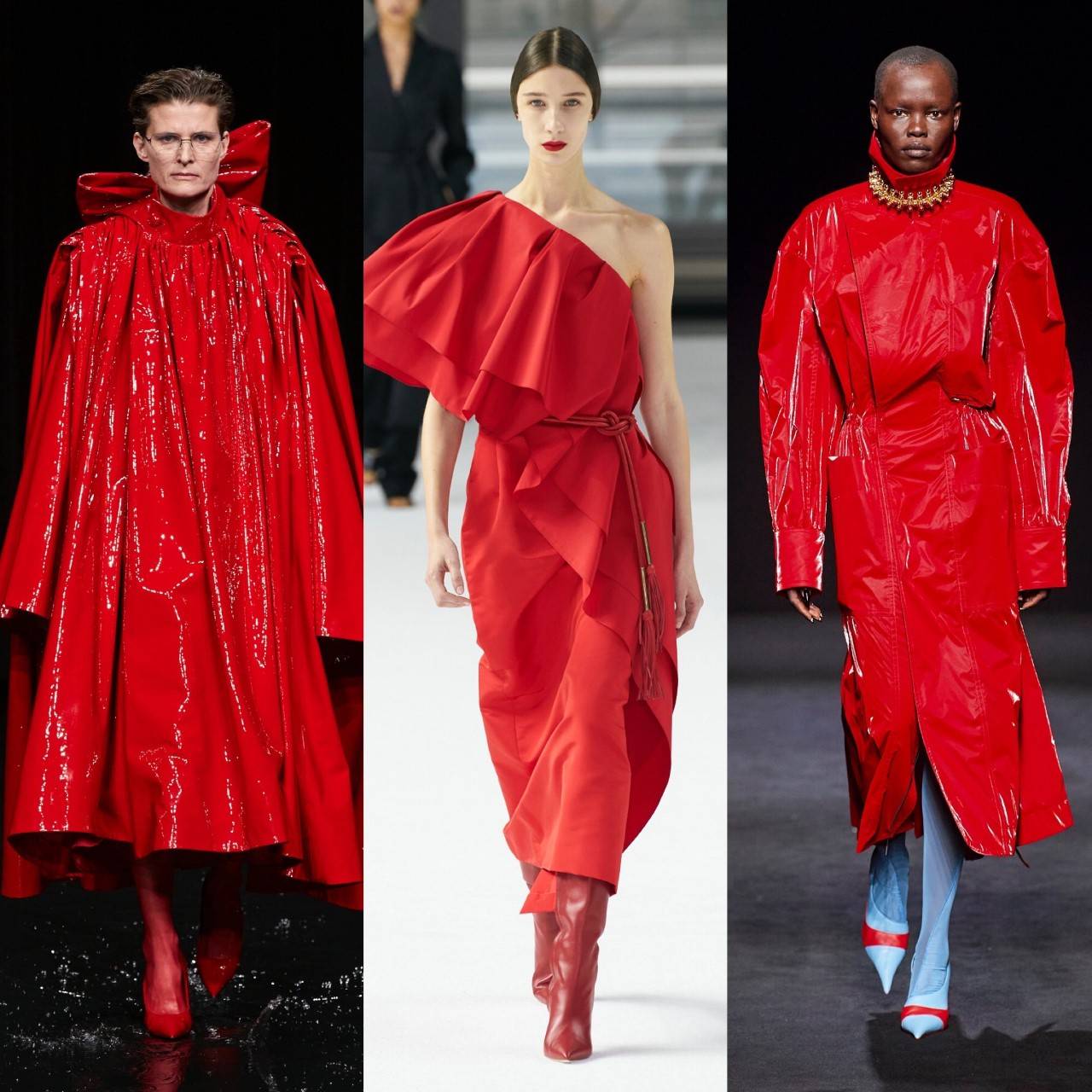 Od lewej: Balenciaga, Carolina Herrera, Mugler