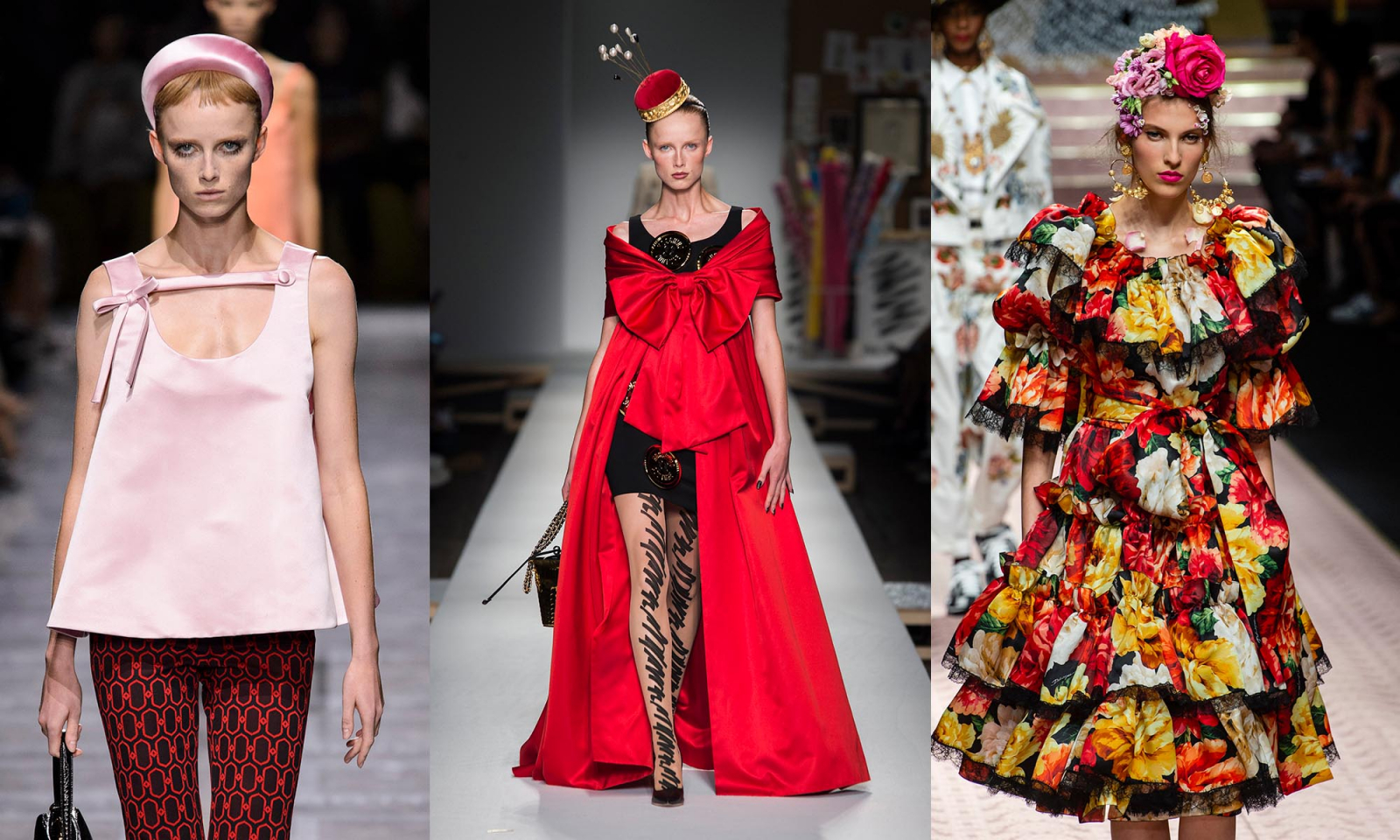 Od lewej: Prada, Moschino, Dolce&Gabbana