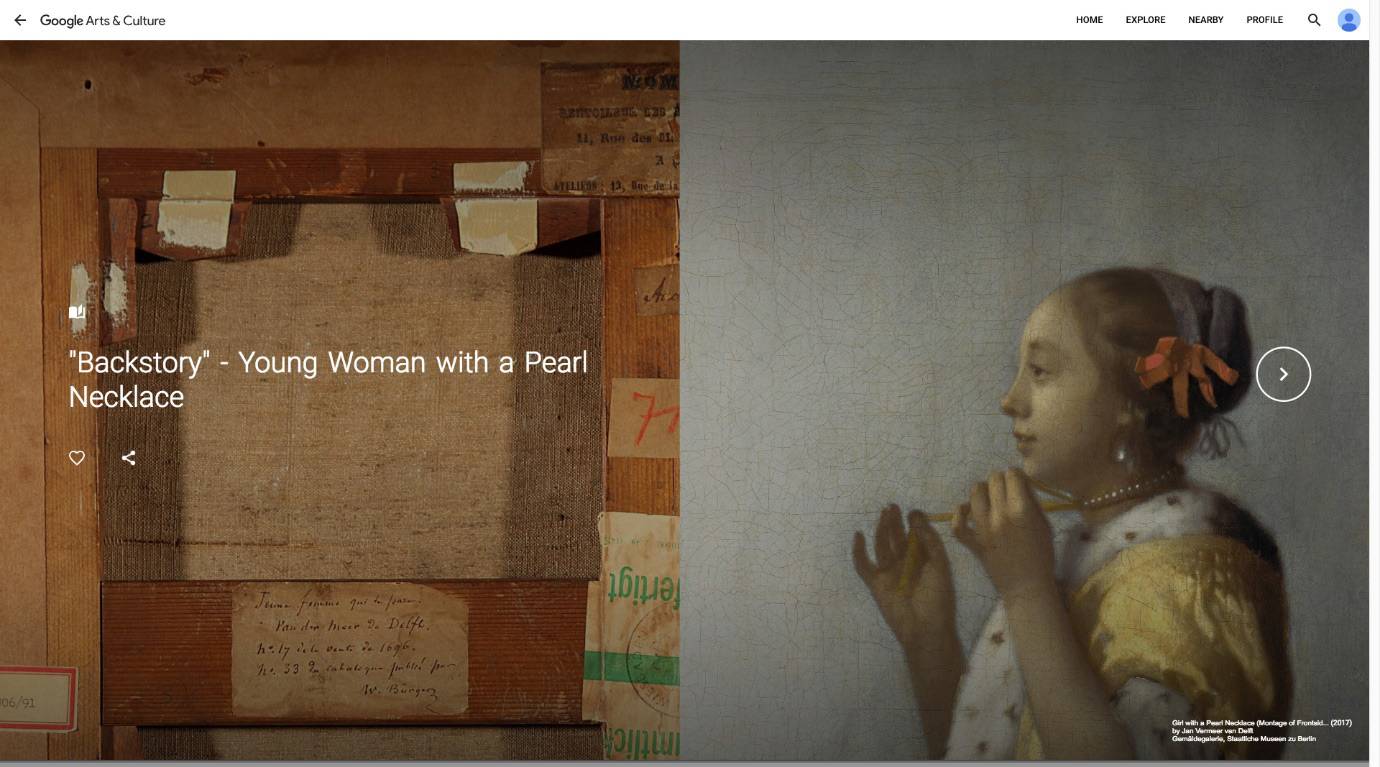 Historia dziewczyny z perłowym naszyjnikiem do przeczytania w aplikacji i na stronie Google Arts & Culture